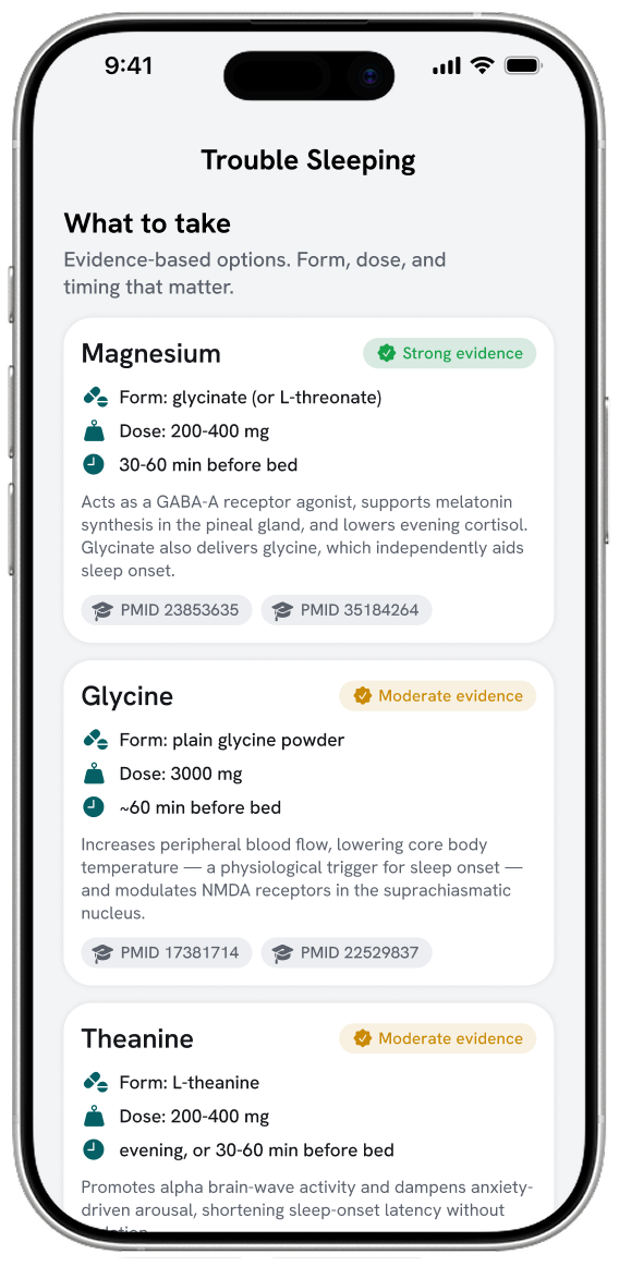 MoodStack Symptom Solver — Trouble sleeping recommendations
